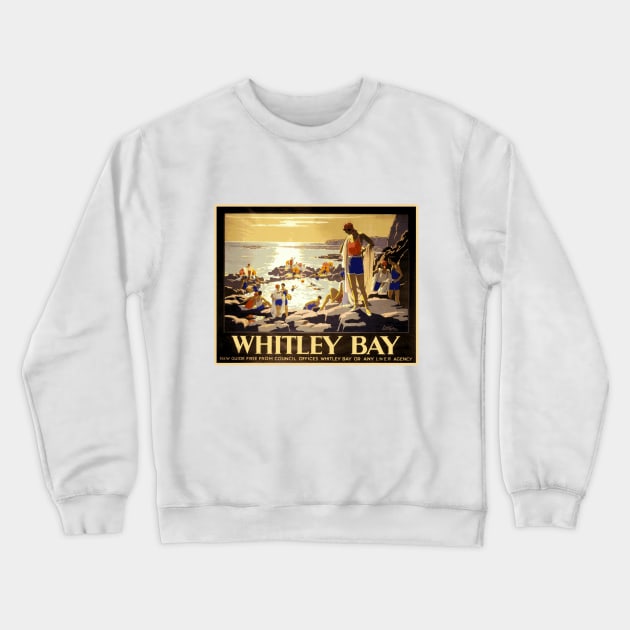 Vintage British Travel Poster: Whitley Bay Crewneck Sweatshirt by Naves